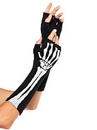 Fingerlösa hanskar med skelett-mönster