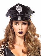 Kvinnlig trafikpolis, maskeradhatt i lack