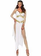 Grekisk gudinna Afrodite, maskeradklänning med gyllne skimmer
