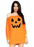 Jack-o'-lantern halloween-pumpa, klänning med öppna axlar och långa ärmar