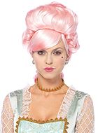 Drottning Marie-Antoinette, lång peruk med pouf (frisyr), lockar och hästsvans