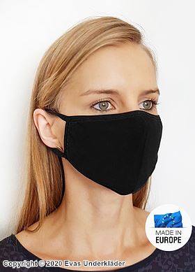 Tvättbar ansiktsmask / munskydd, ett lager, svart