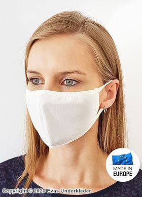 Tvättbar ansiktsmask / munskydd, ett lager, vit