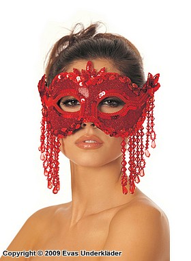 Röd maskeradmask med paljetter