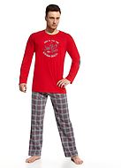 Röd och rutig pyjamas med tryck framtill