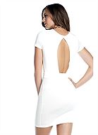 Stilren klänning med nyckelhålsöppning i ryggen, vit
