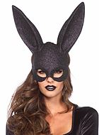 Kanin, maskeradmask med glitter och stora öron