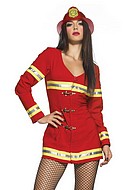 Långärmad brandmansklänning med spännen, maskeraddräkt