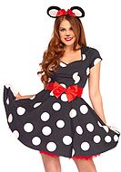 Mimmi Pigg, maskeradklänning med stor rosett och korta ärmar, polka dot