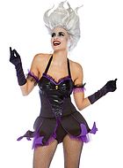 Ursula häxan från Lilla sjöjungfrun, maskerad-body med volanger, glitter och strass