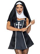Nunna, maskeradklänning, kristet kors