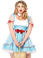 Dorothy från Trollkarlen från Oz, maskeradklänning med paljetter och hängslen, rutmönster, XL till 4XL