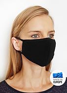 Tvättbar ansiktsmask / munskydd, ett lager, svart, 4-pack